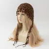 Sombrero de Red de Ganchillo Hecho a Mano con Flor Hueca, Cuentas de Madera y Borlas Largas, Pañuelo para la Cabeza, Estilo Étnico Retro Bohemio, Sombrero para Mujer