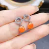 Venta al por mayor de fábrica Populares Pendientes de Ópalo de Fuego Natural Plata S925 Incrustado Piedra Principal 6*6 Joyería de Lujo Venta Directa de Fábrica
