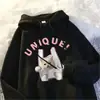 Sudadera con Capucha Otoño/Invierno 2025 Estilo Europeo y Americano Vintage Estampado de Gato Parte Superior Resistente de Corte Holgado