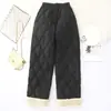 Pantalones de Algodón Versátiles Nuevos 2025 Pantalones Casuales Empalme de Cachemir Resistentes al Frío y Cálidos Pantalones para Exteriores Engrosados para Mujer