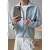 Camisa de manga larga a rayas de dos piezas falsas para hombre, primavera y otoño, camisa estilo "old money" americano, elegante y casual, talla grande, top holgado para hombre