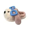 Design de filhote de cachorro de desenho animado, pantufas de algodão fofas, fofas e macias, com sola grossa, perfeitas para uso interno e projetadas para mulheres