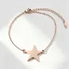 Moda Japonesa Coreana Simples Fresca Design de Nicho Pulseira Pingente de Estrela de Aço Inoxidável Fecho Lagosta Pulseira Fina