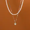 Collar de perlas de agua dulce con diseño de nicho coreano para mujer, colgante de perla barroca cuadrada de forma especial, cadena de clavícula para mujer