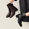 Suela silenciosa, estilo coreano, elegantes, versátiles, botines ajustados para el trabajo, colección otoño/invierno 2026, tacones altos gruesos, punta cuadrada, elásticos, botines cortos para mujer