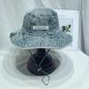 Sombrero de Pescador de Mezclilla Lavada Simple Estilo Coreano para Hombre y Mujer Primavera y Verano para Exterior, Camping, Montañismo, Protección Solar, Visera, Sombrero de Cubo de Ala Ancha