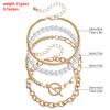 Joyería transfronteriza europea y americana punk simple apilada cadena de metal mezcla y combina pulsera de perlas de imitación traje de pulsera de moda mujeres