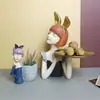 Bandeja de chica conejo de lujo ligero, decoración de resina, pasillo, sala de estar, almacenamiento de llaves, decoración de escritorio, manualidades para el hogar