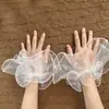 Mangas de Malla Blanca Perla Transfronterizas Mangas Falsas de Brazo con Perlas para Protección Solar Moda Sencilla Vestido de Boda Manga de Gasa Fina