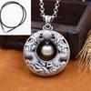 Hebilla de seguridad de plata pura S999 doble dragón jugando con perlas personalidad retro nueva cadena para suéter collar largo colgante de plata de ley para mujeres y hombres