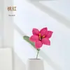Buquê pequeno de lírio de lã tricotado à mão arranjo de cena de flor simulação decoração de flor artificial casa decoração material fofo de quatro fios