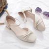 Zapatos de tacón alto para mujer 2024 verano nuevo estilo con sandalias de punta cerrada cubiertas para falda hebilla estilo hada tacón grueso zapatos de una sola capa