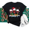 Verão Novo Feminino Taça de Vinho Chapéus de Natal Camiseta Preta Chr