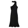 Moda femenina popular transfronteriza europea y americana AliExpress sexy asimétrico bufanda ajustado vestido midi