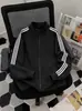 Chaqueta Clásica de Forro Polar con Tres Rayas para Otoño e Invierno, Cuello Alto, Sudadera Deportiva Casual, Mismo Estilo para Jóvenes Hombres y Mujeres, Cierre de Cremallera, Cárdigan, Moderno