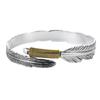 Pulsera de Plumas Étnico Simple Vintage Antiguo Abierto Moda Trendy Unisex Pulsera de Hojas Joyería para Mujer