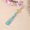 Abanico Dorado Estampado con Borlas, Colgantes de Borlas, Borlas de Hanfu, Abanico Decorativo Hecho a Mano Estilo Antiguo, Adorno Colgante con Patrón de Nubes