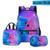 Mochila Escolar para Estudiantes con Estampado de Dibujos Animados 3D Nuevo Transfronterizo, Bolsa de Almuerzo, Estuche para Lápices, Juego de Tres Piezas