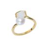 Anillo de Perla de Agua Dulce Natural para Mujer, Camelia Nácar de Alta Gama con Forma de Abanico de Moda de Boca Viva Ajustable Joyería al Por Mayor