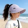 Sombrero de Sol de Verano con Protección UV, Abierto en la Parte Superior, para Cola de Caballo de Niños, Sombrero de Pescador con Visera para Jóvenes al Aire Libre