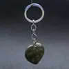 Colgante con Forma de Corazón Transfronterizo 30*12mm Llavero Piedra Natural Cristal Rosa Corazón de Melocotón Joyería DIY Más Vendida