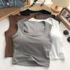301 # Chaleco Nuevo Estilo Verano Cuello Cuadrado Hombros Anchos con Copas para Mujer, Prenda Exterior de una Taza, Ropa Interior Sexy, Top Tubo Chica Atrevida