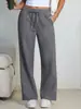 Calça de moletom feminina plus size solta de perna larga mais vendida com forro de fleece e cordão na Amazon e Temu na Europa e América