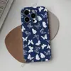 Capa protetora popular de alta qualidade, minimalista, azul e branca, com borboleta, para iPhone 18, 17 Pro, camada única