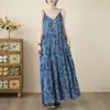 Vestido largo de algodón estilo resort artístico estampado para el verano 2026