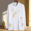 Traje Tang para Hombres de Mediana Edad y Mayores, Traje de Dos Piezas de Primavera y Otoño para Papá, Traje de Abuelo, Traje de Verano de Seda Helada Delgado de Manga Larga para Papá, Dinastía Han China