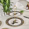 Serie Ogmatu Vajilla de Porcelana Hueso Plato para Comida Occidental Plato de Postre Plato para Pastel Plato para Brochetas Taza de Café y Platillo Caja de Regalo