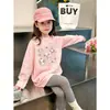 Camiseta de Manga Larga de Algodón Puro de Corte Holgado para Niñas, Nuevo Estilo Versátil Casual de Cuello Redondo, Moda para Niños Mayores, Primavera y Otoño 2026