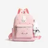 2026 Nuevo Estilo Coreano Estampado de Estrellas Conejito de Dibujos Animados Mochila Linda Mochila Escolar para Estudiantes Gran Capacidad Versátil Mochila para Mujer