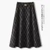 Falda larga de cola de pez con cintura texturizada de patrón de diamante para mujer, nuevo otoño 2026, cintura alta, elegante, estilo coreano, versátil