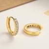 Pendientes con hebilla de oreja de cobre y oro auténtico bañados en diamantes de imitación, ligeros, de lujo, europeos y americanos, los más vendidos, joyería sencilla para mujer al por mayor.