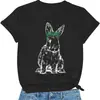 Camiseta holgada informal para mujer con estampado de conejito lindo para Pascua