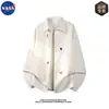 Camisa de manga longa listrada bordada de alta qualidade da marca NASA, moda versátil casual de corte solto para primavera e outono