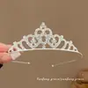Tiara de Coroa Princesa Infantil Fita de Cabelo de Pérola Elástico para Cabelo Corda de Cabelo para Meninas Alta Elasticidade Corda de Cabelo Acessório de Coque para Cabelo