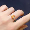 Anel Fanta Natural Lapidado com Alta Clareza e Brilho Brilhante, Pedra Principal 6*8mm, Fabricado com Prata de Lei 925