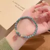 Estilo Étnico Chinês Retrô de Literatura e Arte Pulseira de Contas de Jade de Mianmar de 6mm Pulseira com Fecho de Segurança de Borboleta para Melhor Amigo