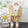 Traje Falso de Tres Piezas para Niños Verano Nuevo de Moda Fresco Ropa Infantil Verano Ropa de Trabajo Manga Corta Niño Verano Bebé Ropa de Verano
