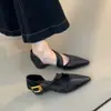 Moda Estilo Coreano Hebilla de Moda Correa Única de Moda 2026 Verano Otoño Tacón Grueso Temperamento Femenino Hueco Simple Versátil Zapatos Adelgazantes