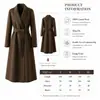 Abrigo de Lana Doble Faz Directo de Fábrica para Mujer Solapa Cinturón Ceñido a la Cintura Color Sólido Mezcla de Lana Abrigo Ropa para Mujer Otoño/Invierno