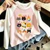 Camiseta de Manga Larga con Estampado de Dibujos Animados para Niñas, Nuevo Estilo Primavera y Otoño, Camiseta Básica de Patchwork de Colores de Moda y Versátil para Niños Mayores