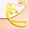 Lanyard para Teléfono de Flor de Goma Macaron, Llavero de Flor Pequeña con Cascabel, Colgante para Bolso Tejido, Accesorios Pequeños Hechos a Mano para DIY