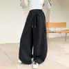 Calça de Moletom Feminina Primavera e Outono 2026 Nova Casual Menina Estilo Coreano Crianças Médias e Grandes Rebite Malha Solta Calça Esportiva Tendência
