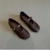 2026 Zapatos Planos Tejidos Hechos a Mano Estilo Retro para Mujer de Cuero Suave Suela Suave Estilo Romano con Una Hebilla Zapatos Mary Jane Franceses