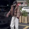 Jaqueta Puffer Curta Xadrez Estilo Coreano Nova Inverno para Mulheres Baixas, Casaco de Algodão Quente Espesso da Moda