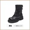 Botas Martin de mujer de suela gruesa color café, nuevo estilo otoño e invierno 2026, botas de algodón con forro de felpa, botines apilados de estilo británico