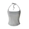 Conjunto de Roupa de Verão Feminino Único e Bonito Blusa Transparente com Gola Halter Calça de Alça Conjunto Completo Início do Verão 2026